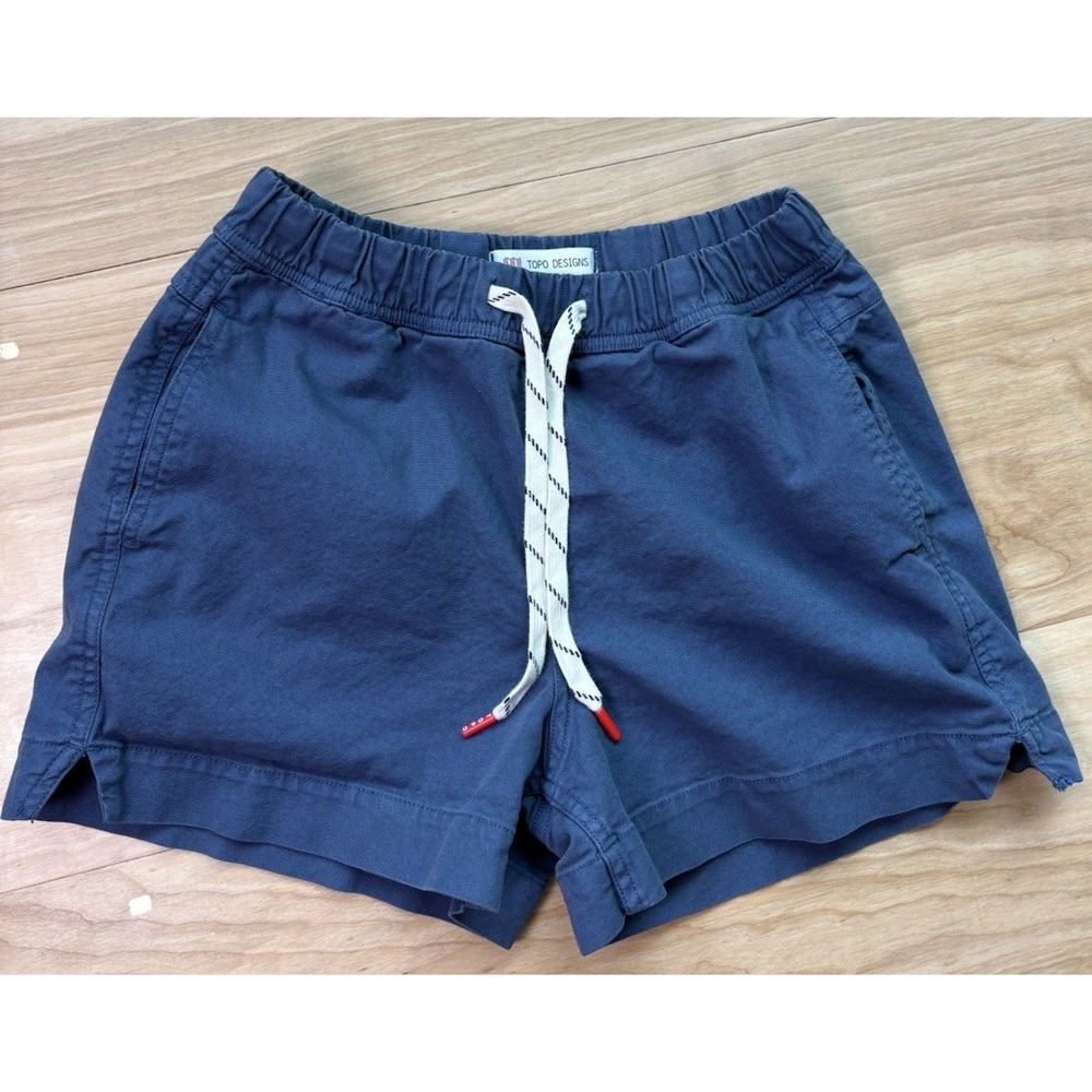 Topo Designs Dirt Shorts Women's S Blue Elastic Drawstring Small Outdoors